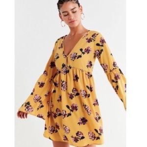Urban Outfitters Yellow Floral Peasant Dress